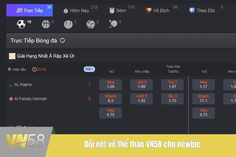 Đôi nét về thể thao VN58 cho newbie